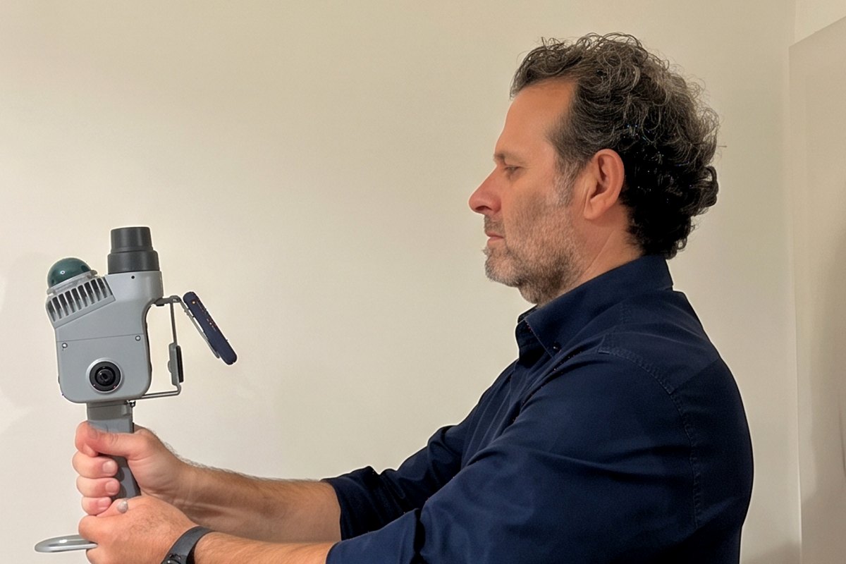 Fabio Colantoni durante un rilievo con laser scanner mobile SLAM